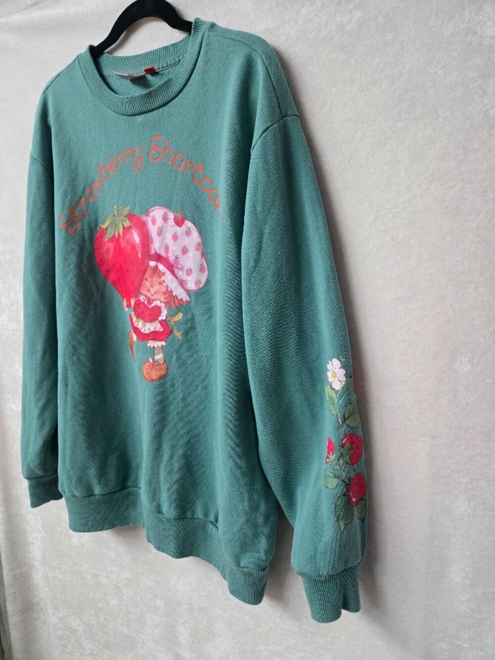 Strawberry Shortcake Retro Sage Green Oversized Graphic Crewneck Sweatshirt XL - Picture 5 of 11